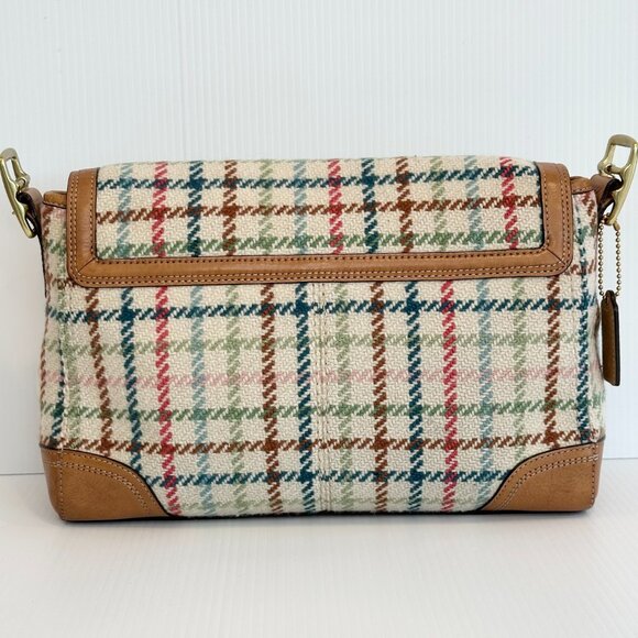 COACH Hamptons Tattersall Turnlock Convertible Bag Wool Y2K - Picture 4 of 14